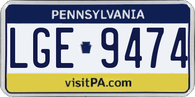 PA license plate LGE9474