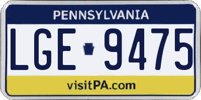 PA license plate LGE9475
