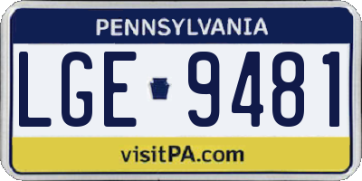 PA license plate LGE9481