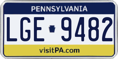 PA license plate LGE9482