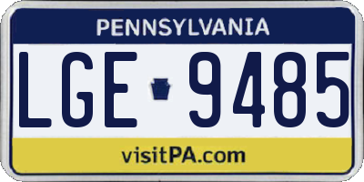 PA license plate LGE9485