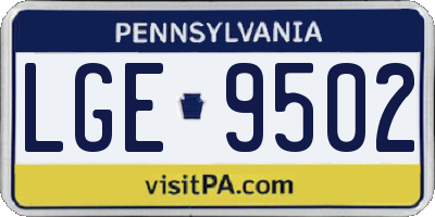 PA license plate LGE9502
