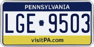 PA license plate LGE9503