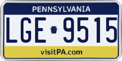 PA license plate LGE9515