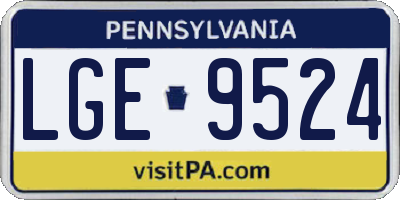 PA license plate LGE9524