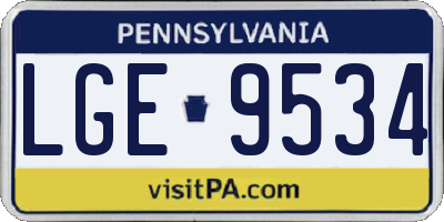 PA license plate LGE9534