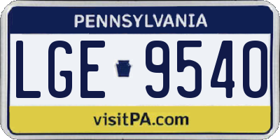 PA license plate LGE9540