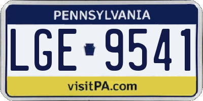 PA license plate LGE9541