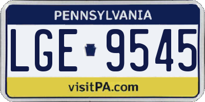 PA license plate LGE9545