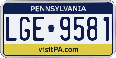 PA license plate LGE9581