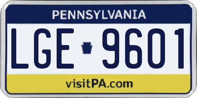 PA license plate LGE9601