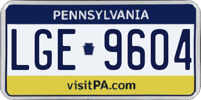 PA license plate LGE9604