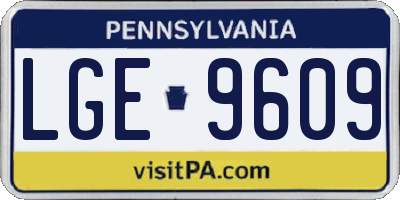 PA license plate LGE9609