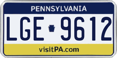 PA license plate LGE9612