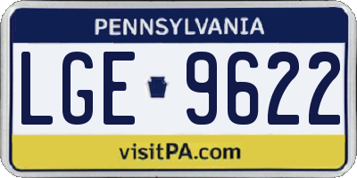 PA license plate LGE9622