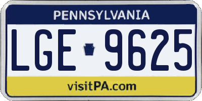 PA license plate LGE9625