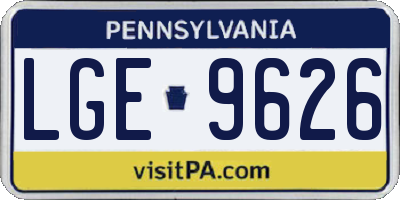 PA license plate LGE9626