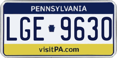 PA license plate LGE9630