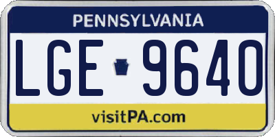 PA license plate LGE9640