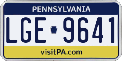 PA license plate LGE9641