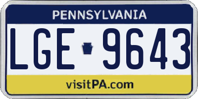 PA license plate LGE9643