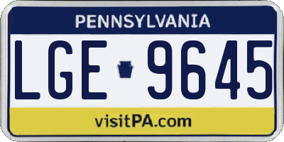 PA license plate LGE9645