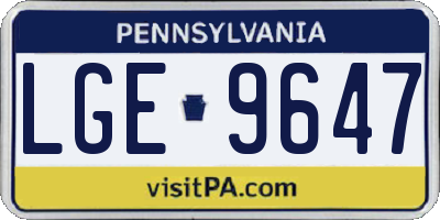 PA license plate LGE9647