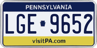 PA license plate LGE9652