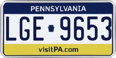 PA license plate LGE9653
