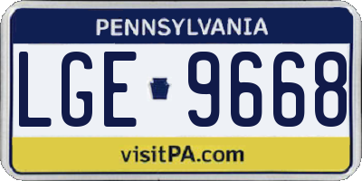 PA license plate LGE9668