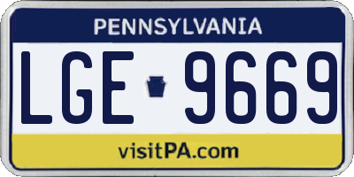 PA license plate LGE9669