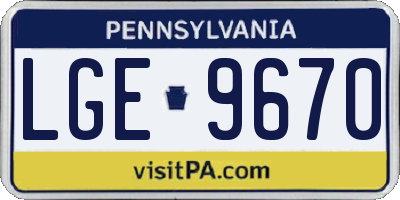 PA license plate LGE9670