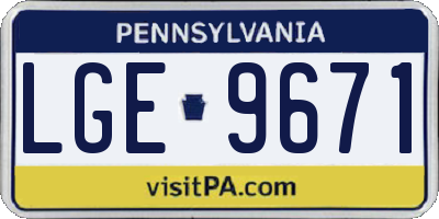 PA license plate LGE9671