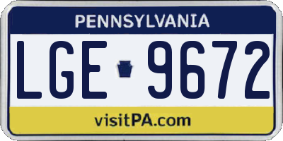 PA license plate LGE9672