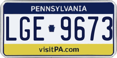 PA license plate LGE9673
