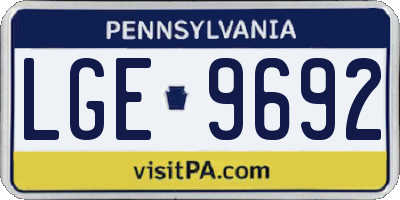 PA license plate LGE9692