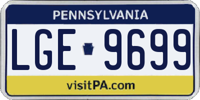 PA license plate LGE9699
