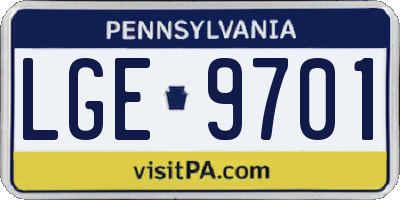 PA license plate LGE9701