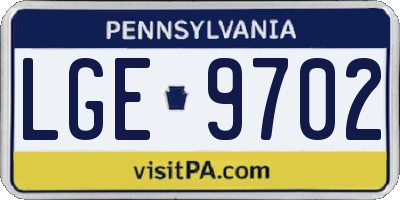 PA license plate LGE9702