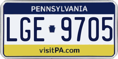 PA license plate LGE9705