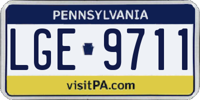 PA license plate LGE9711