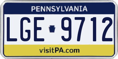 PA license plate LGE9712