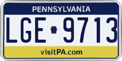 PA license plate LGE9713