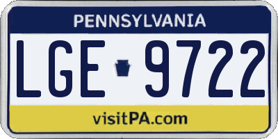 PA license plate LGE9722