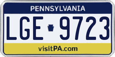 PA license plate LGE9723