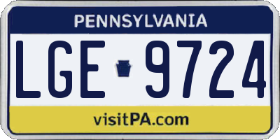 PA license plate LGE9724