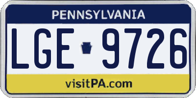 PA license plate LGE9726