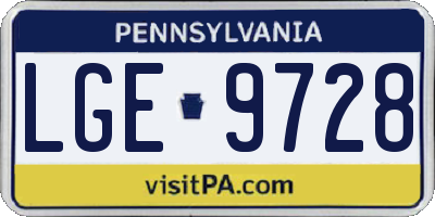 PA license plate LGE9728