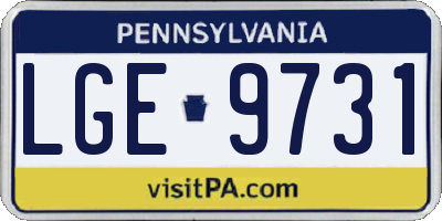 PA license plate LGE9731