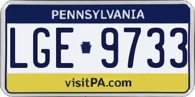 PA license plate LGE9733